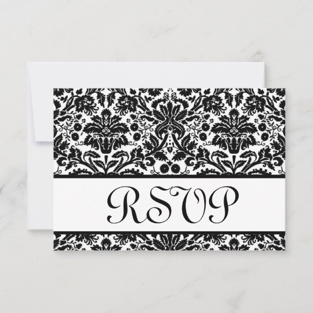 Carte de réponse du Mariage RSVP en noir et blanc (Devant)