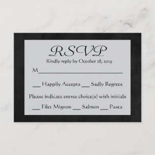Carte de réponse du Mariage RSVP Grey & Black Chal