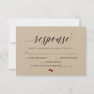 Carte de réponse du Mariage RSVP moderne à script