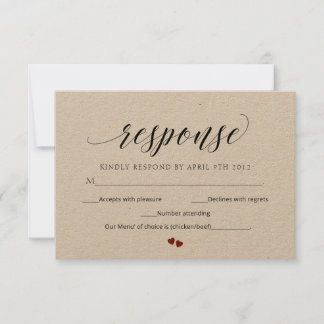 Carte de réponse du Mariage RSVP moderne à script