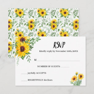 Carte de réponse du Mariage RSVP Sunflowers Greene