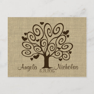 Carte de réponse du Mariage Tree Hearts