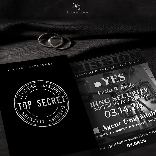 Carte de réponse du porteur de bague (Top-secret response card for your Ring Security. Mission accepted or agent on another assignment.)