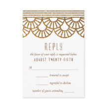 Carte de réponse du ventilateur Gold Art Deco