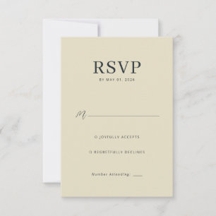 Carte de réponse élégante beige RSVP