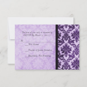 Carte de réponse élégante en damas de luxe rose po