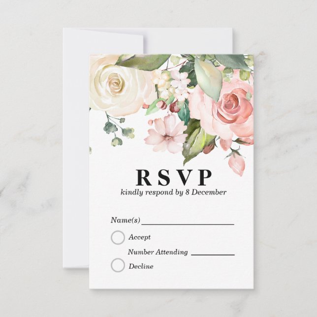 Carte de réponse élégante florale 3,5" x 5" (Devant)