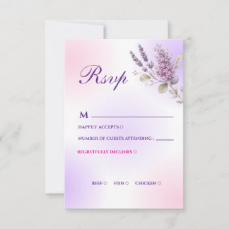 Carte de réponse élégante lavande violette RSVP