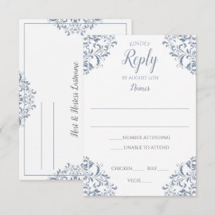 Carte de réponse élégante - Nadine (Bleu Poussiére
