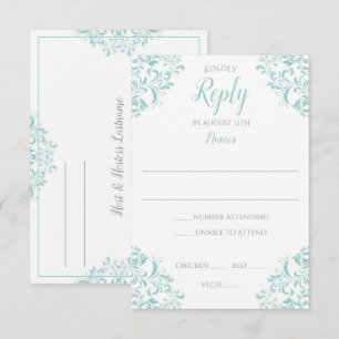 Carte de réponse élégante - Nadine (Turquoise clai