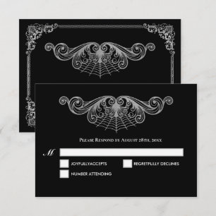 Carte de réponse élégante noire et blanche pour ma
