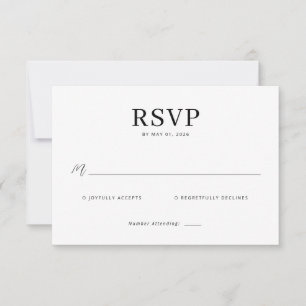 Carte de réponse élégante noire RSVP