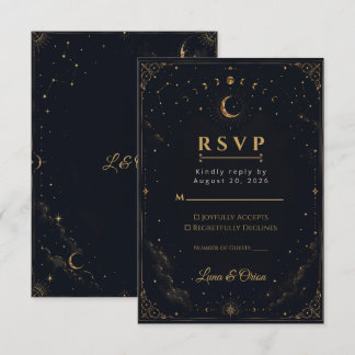 Carte de réponse élégante pour mariage céleste de