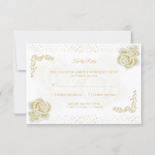 Carte de réponse élégante royale rose en or blanc
