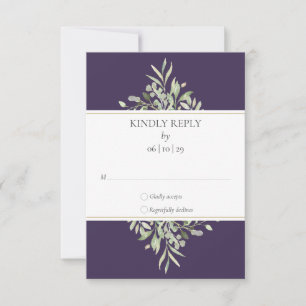 Carte de réponse élégante verte et violette pour m