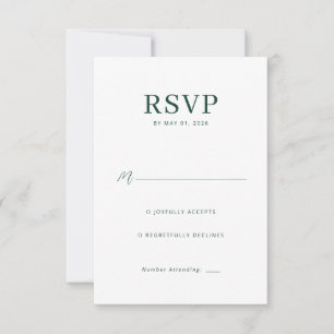 Carte de réponse élégante verte RSVP