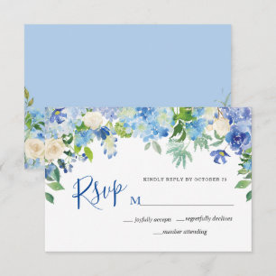 Carte de réponse en aquarelle florale Hydrangeas B