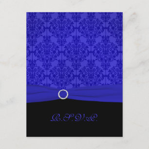 Carte de réponse en damas bleu cobalt et noir