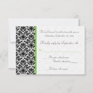 Carte de réponse en damas noir, blanc et vert