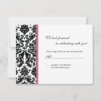 Carte de réponse en damas noir RSVP