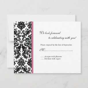 Carte de réponse en damas noir RSVP