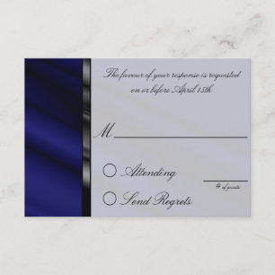Carte- de réponse en soie bleue