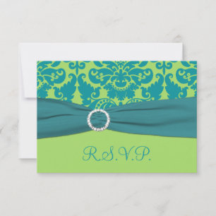 Carte de réponse en vert RIBBON, turquoise