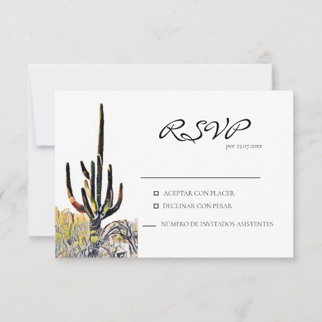 Carte de réponse espagnole Saguaro Cactus (Devant)
