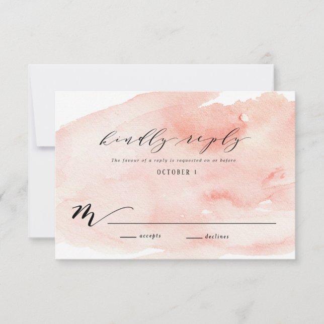 Carte de réponse Faire-part de mariage Pink Peonie (Devant)