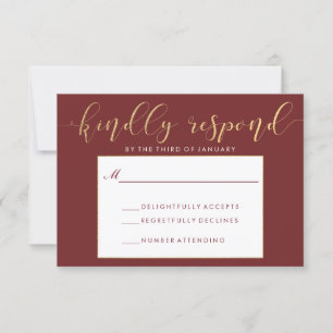 Carte de réponse Fancy Burgundy & Gold