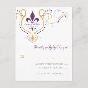 Carte de réponse Fleur de Lis