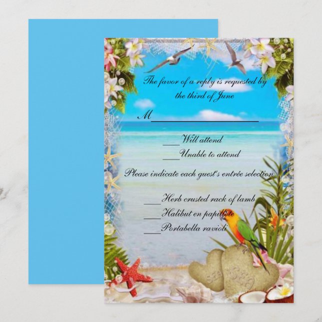 Carte de réponse florale de mariage tropical en bo (Devant / Derrière)