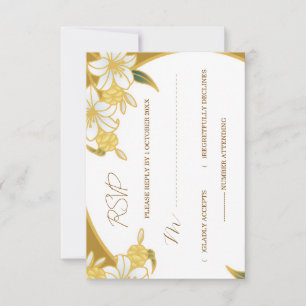 Carte de réponse florale dorée élégante – Mariage
