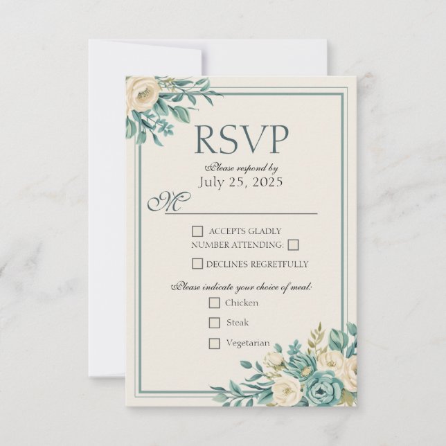 Carte de réponse florale légère (Devant)