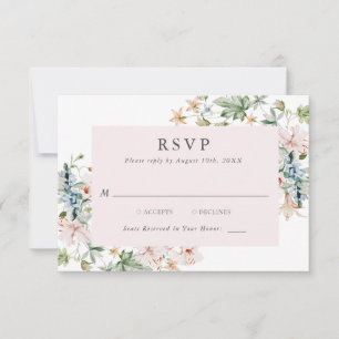 Carte de réponse florale rose élégante