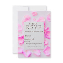 Carte de réponse florale rose élégante | Pétales d