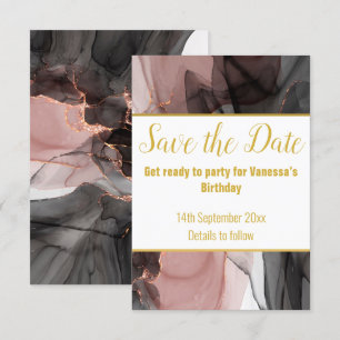 CARTE DE RÉPONSE FLOTTANTE LUXE ROSE SAVE THE DATE