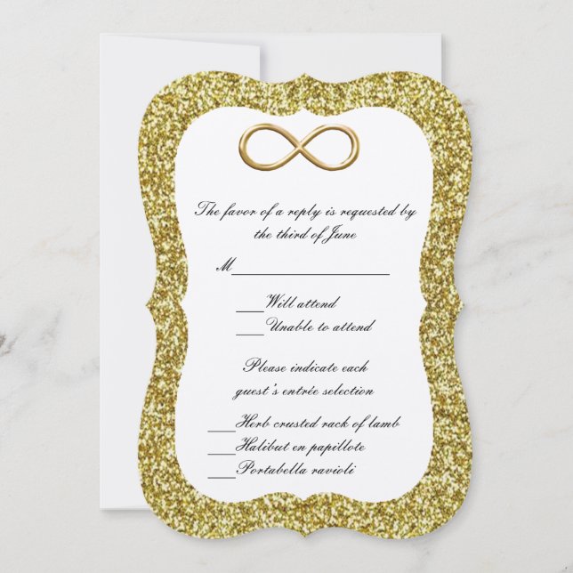 Carte de réponse Gold Parties scintillant Gold Inf (Devant)
