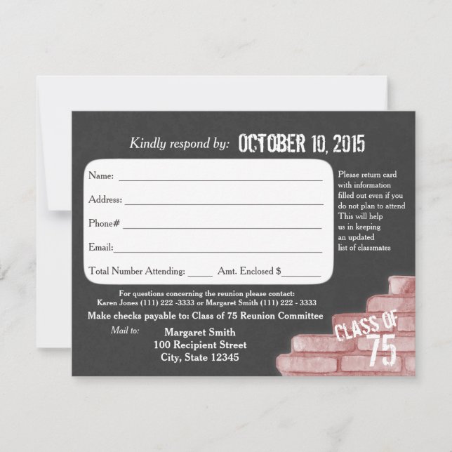 Carte de réponse Graffiti Réunion de classe (Devant)