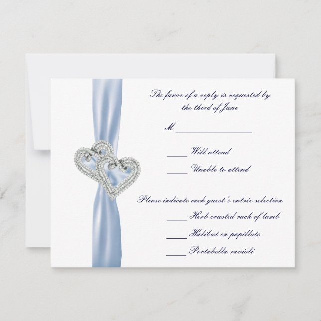 Carte de réponse Ice Blue Hearts personnalisée (Devant)