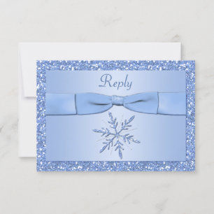 Carte de réponse Ice Blue Snowflake