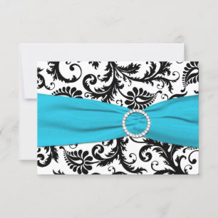 CARTE DE RÉPONSE IMPRIMÉE RIBBON BLANC Bleu Noir