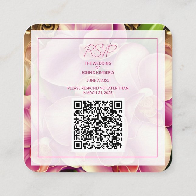 Carte de réponse incluse avec QR code pour mariage (Dos)