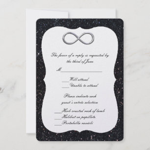 Carte de réponse Infinity Argent Pailleté Noir