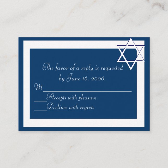 Carte de réponse Invitations Barre/Bat mitzvah (Devant)