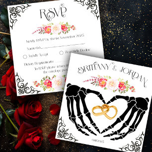 Carte de réponse Light Gothic Skeleton Hands RSVP