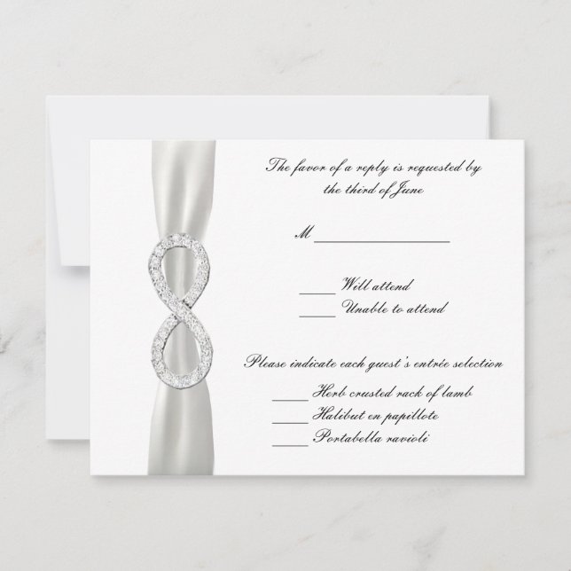 Carte de réponse Mariage blanc Diamond Infinity (Devant)