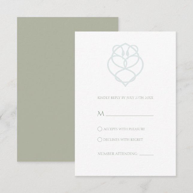 Carte de réponse Mariage Blue Celtic Swan Love Kno (Devant / Derrière)