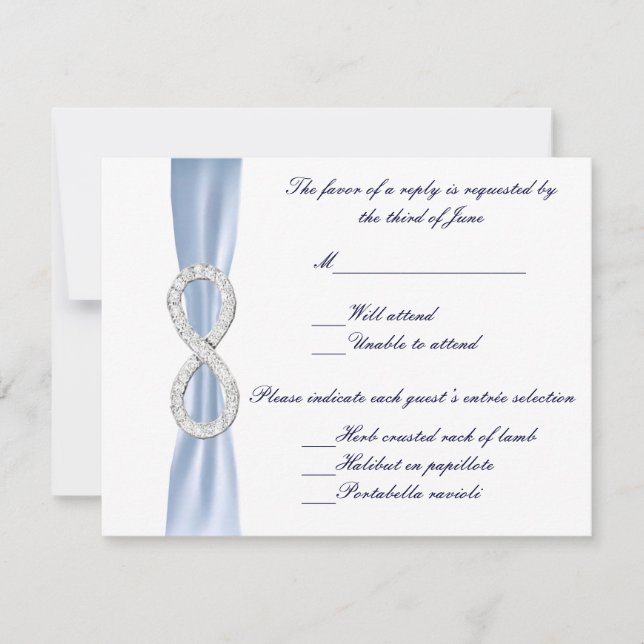 Carte de réponse Mariage Blue Diamond Infinity (Devant)