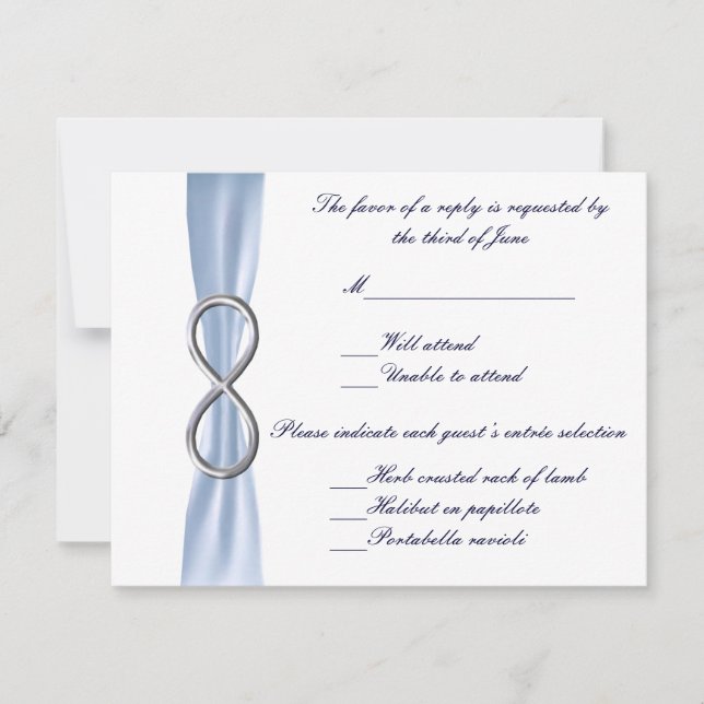 Carte de réponse Mariage Blue Infinity (Devant)